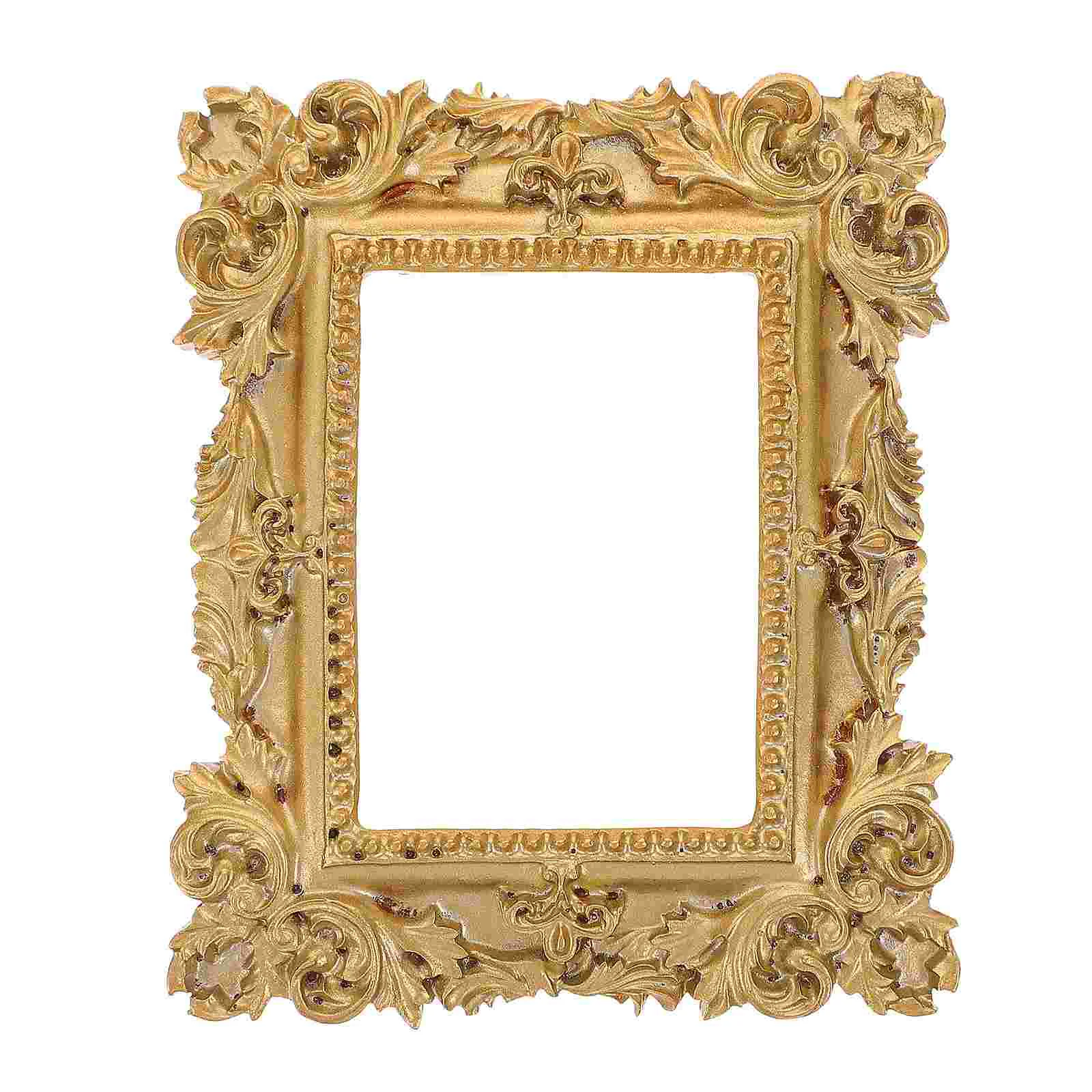 

Frame Picture Photo Frames Mini Resin Vintage Display Wall Decorative Table Holderoval Retro Stand Decorating Tabletop Gold