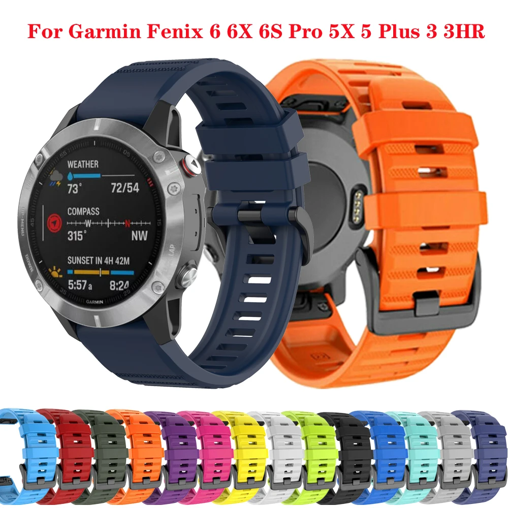 

Ремешок быстросъемный для Garmin Fenix 6X 6 Pro Fenix 3 3 HR, силиконовый браслет для Garmin Fenix 5X 5 5X Plus, 20 22 26 мм
