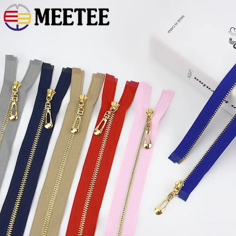 Meetee 5Pcs 3# 15/18/20/25/30/40/50/60/70cm Metal Zipper Lock Zippers Decoration Zip For Sewing Bags DIY Clothing Accessories |