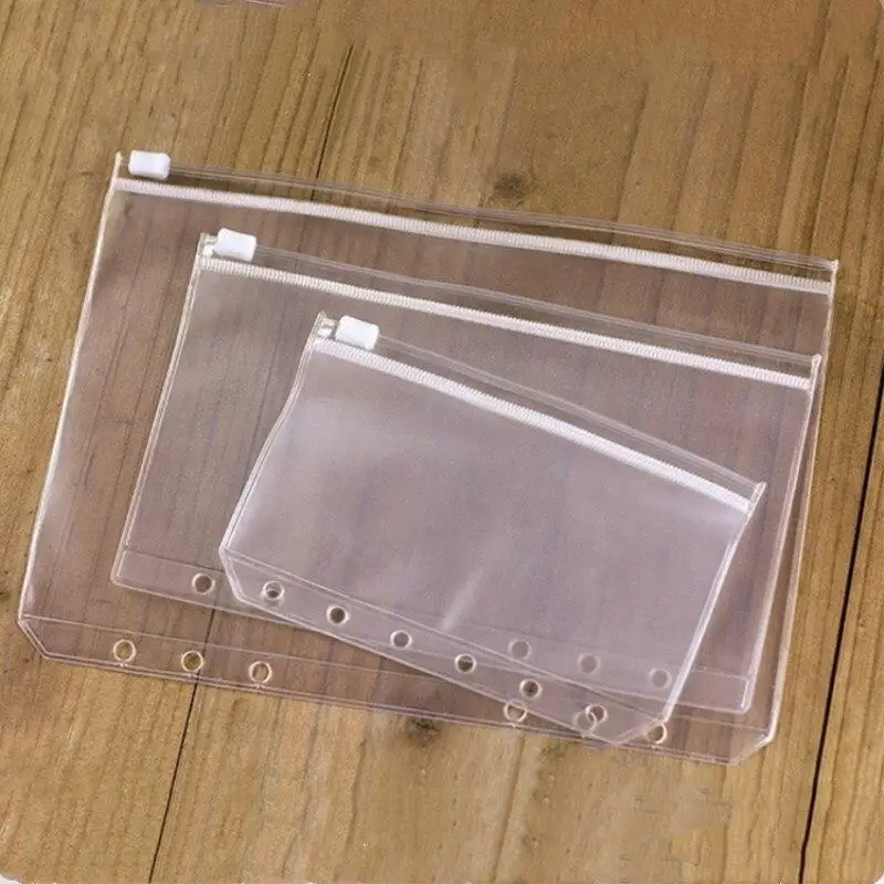 A5 A6 A7 File Folder Bag Organizer Storage Cover Case Transparent PVC Loose Leaf Holder Pouch with Zipper Filing Binder Document