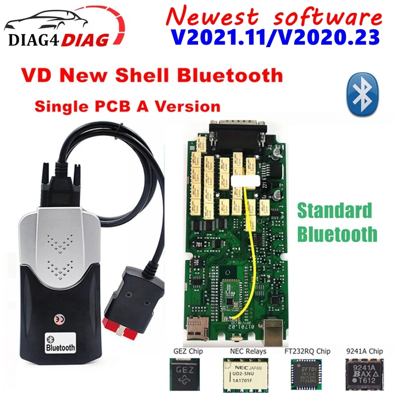 

Multidiag Pro+ V2021.11 V2020.23 VD150 Single PCB Board with 9241A Chip TCS Pro Scanner OBD2 Code Reader for Cars/Trucks