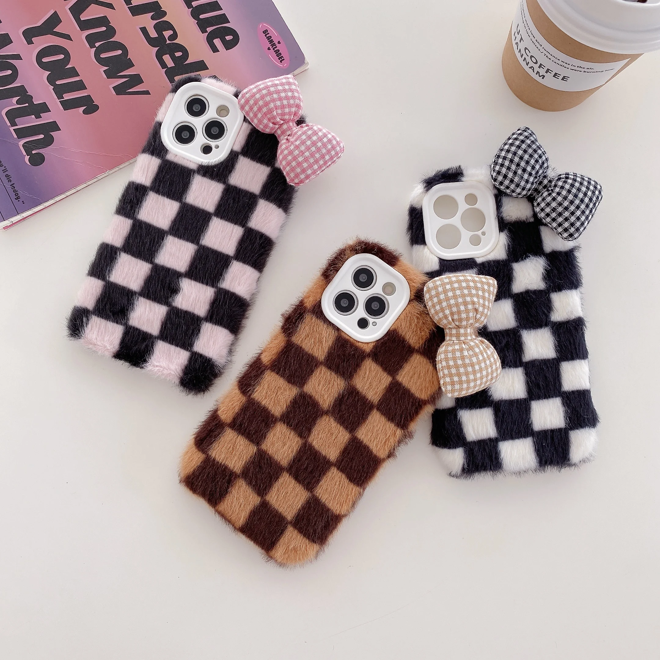 Винтажный клетчатый чехол для телефона в клетку с бантом IPhone 13 12 11 ProMAX XR X