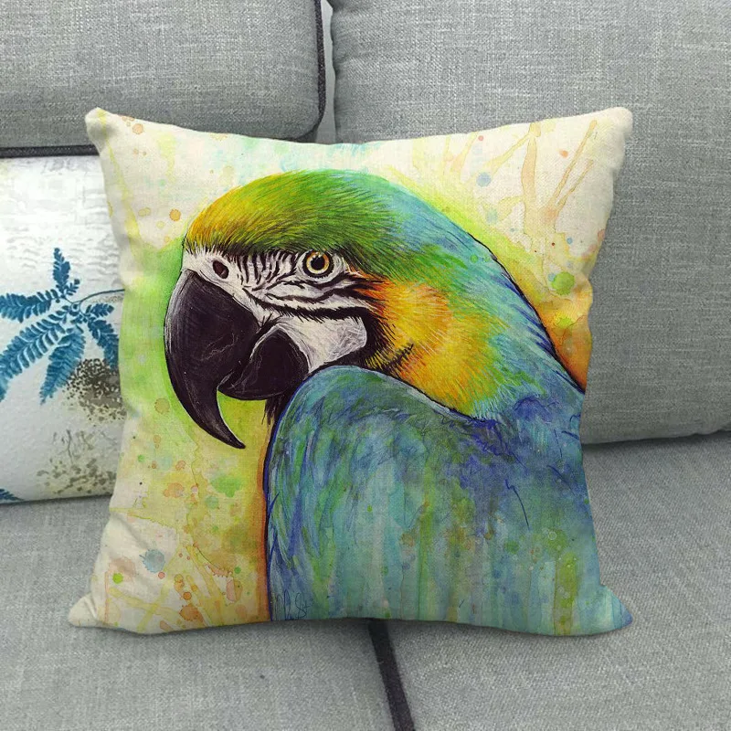 

Чехол для подушки 45x45 см, с мультяшными животными, птицами, тигром, оленем, котом, милый квадратный декоративный чехол для подушки, домашнее с...