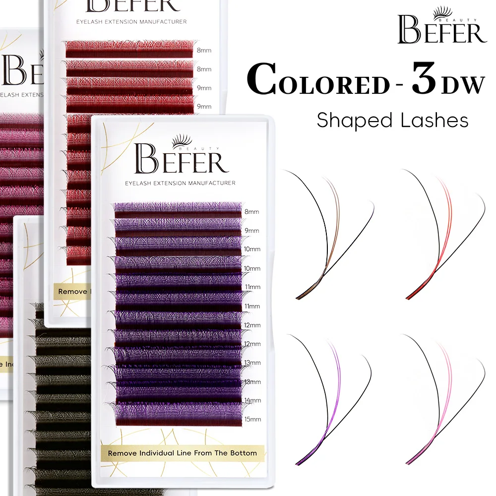Befer Pink Red Colored Volume 3D W Eyelashes for E