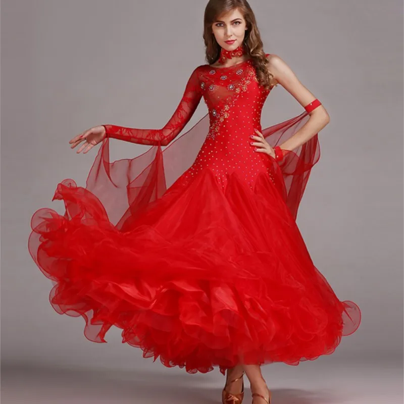 

Fashion Wholesale Women Cheap Performance Red Blue Yellow Ballroom Dance Competition Dress