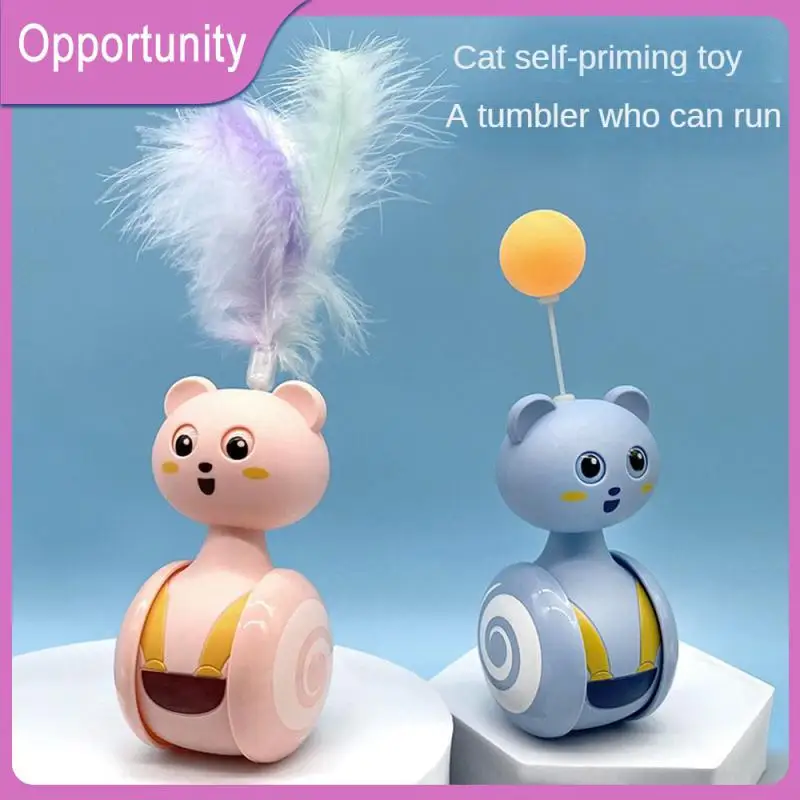 

Color Feather Cat Accessory For Cats Pet Supplies Plastic Ball Tumbler Cat Ball Toy Kitten Cat Teaser Ball Toy Cat Teaser Stick