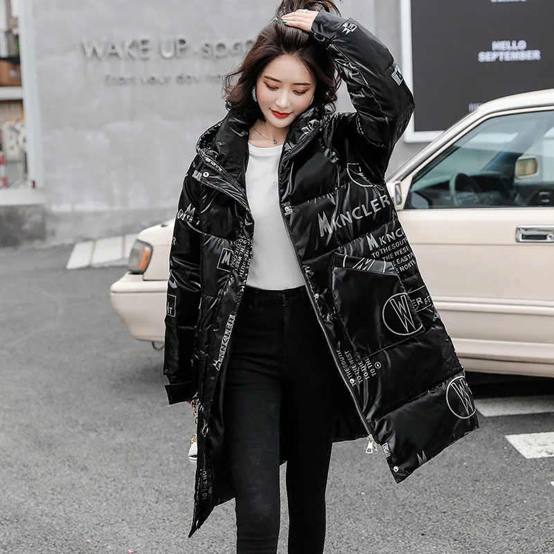 Female Winter Thicken Warm Parkas Luxury Elegant Fashion Mid Length Coat Clothes Women Cotton Casual Long Hooded Sweet Jacket