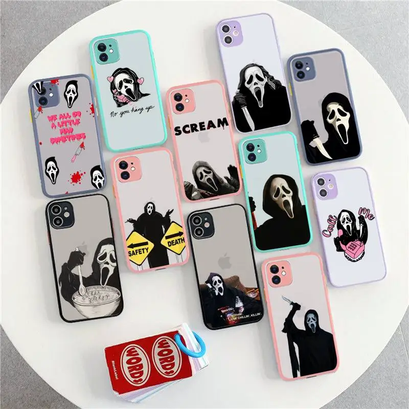 

Ghostface horror Scream art Phone Case for iPhone X XR XS 7 8 Plus 11 12 13 14 pro MAX 13mini Translucent Matte Case