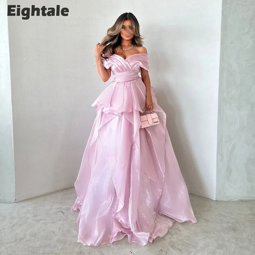 Eightale розовое вечернее платье с открытыми плечами трапециевидной формы по
