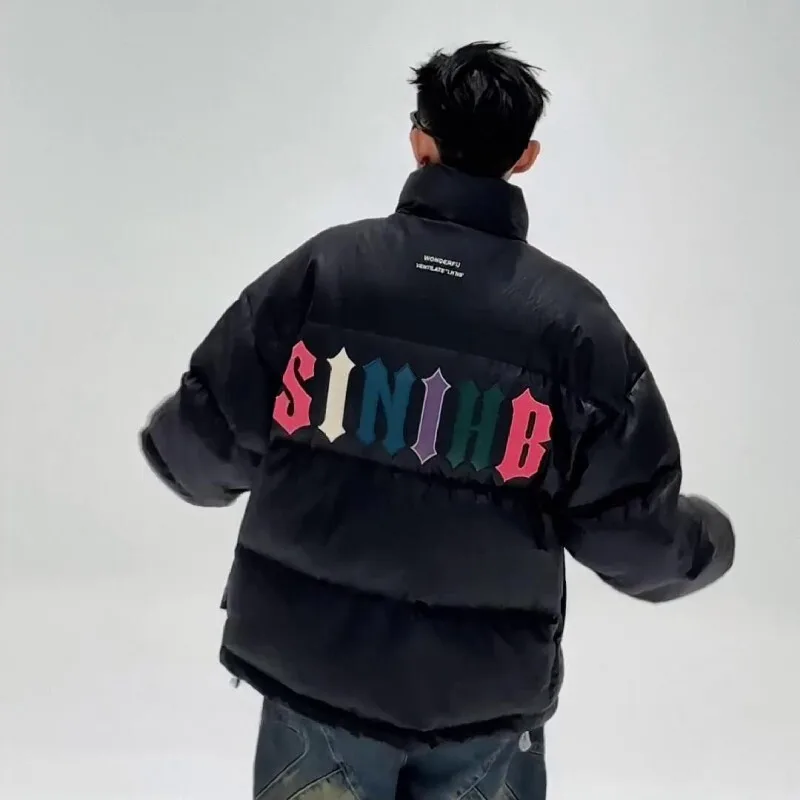 2024 зимнее мужское модное брендовое утепленное пальто с воротником-стойкой и