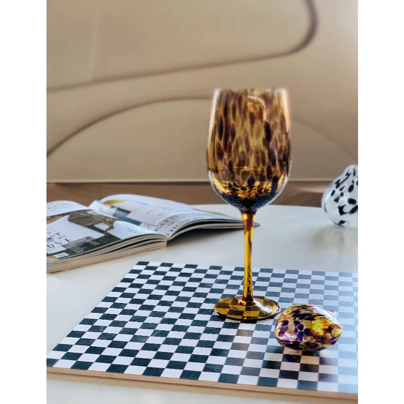 

2023 Leopard print glass goblet red wine glasses medieval рюмки для водки бокалы 와인잔 اكواب champagne glasses rock tumbler whisky