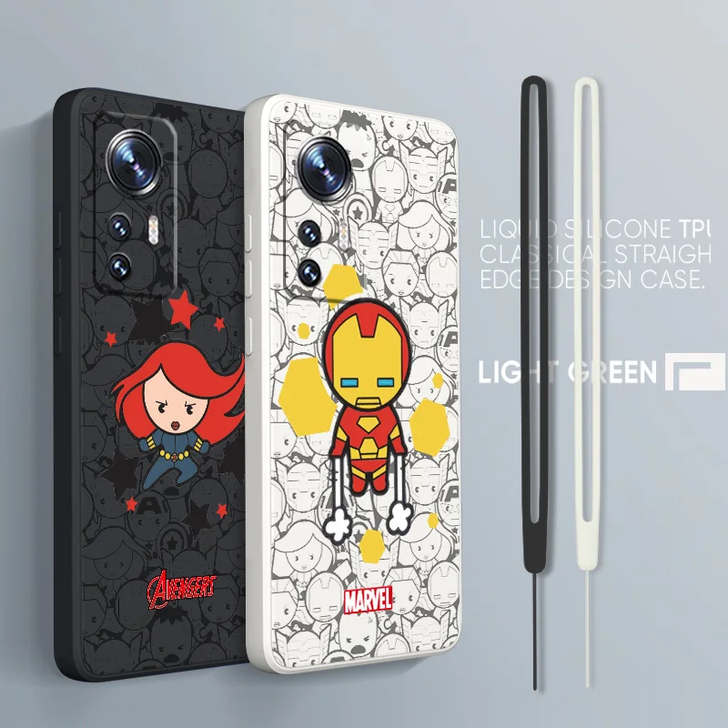 

Marvel Hero Cartoon Cute For Xiaomi Mi 13 12T 11i 11X 10S 10 Pro Lite Ultra 5G Liquid Rope Silicone Phone Case