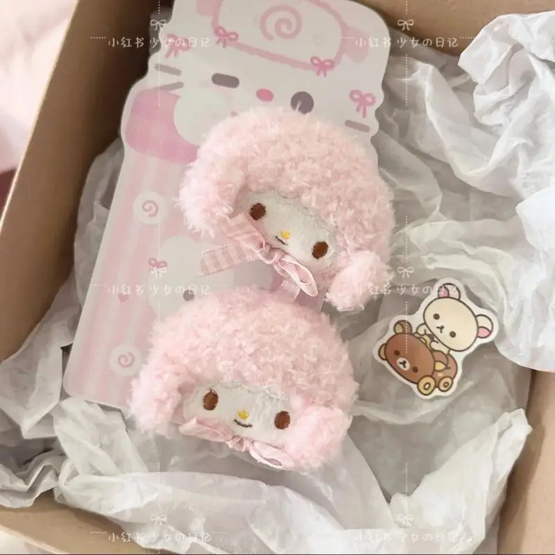 Kawaii Sanrio My Sweet Piano плюшевый круг для волос мультяшная розовая заколка с