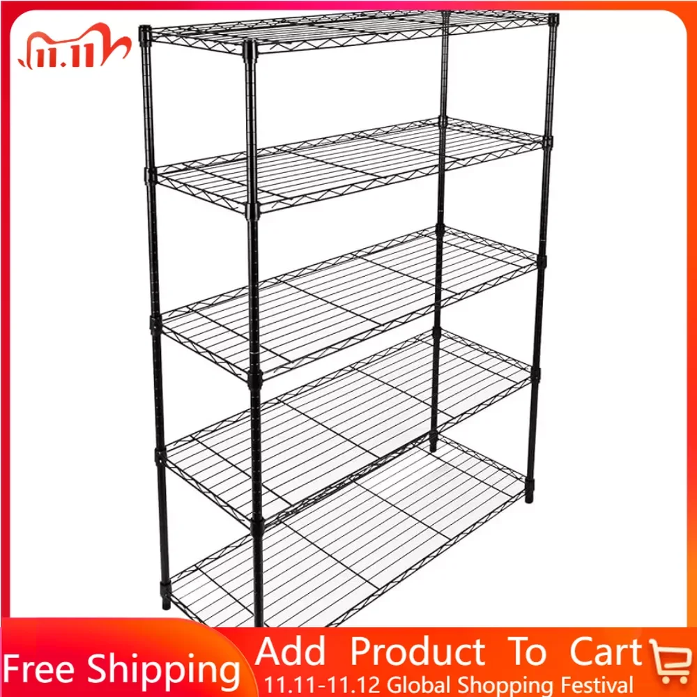 

Домашний Органайзер, бесплатная доставка, полка, 5-уровневый сверхпрочный органайзер для хранения, стеллажи, полки для блоков, 36x14x60 дюймов, 1 упаковка, черный