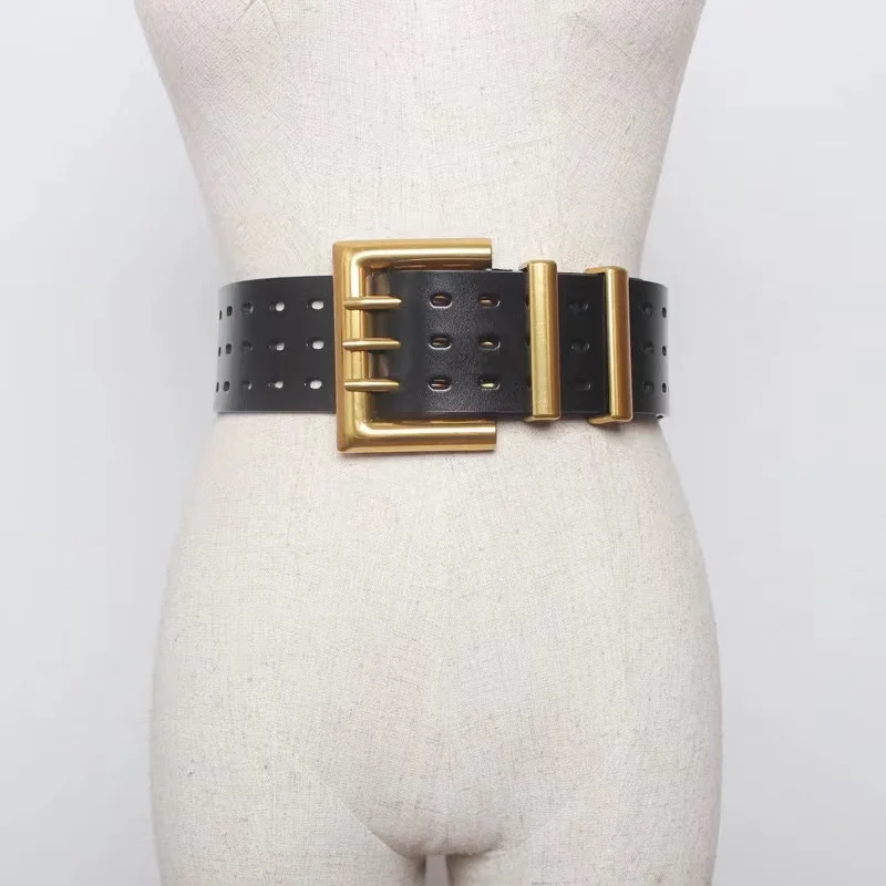 Wide Leather Waist Belt High quality Women Square Pin Metal Buckle Belts For Women Waistband Jeans Belt Cinturon Mujer