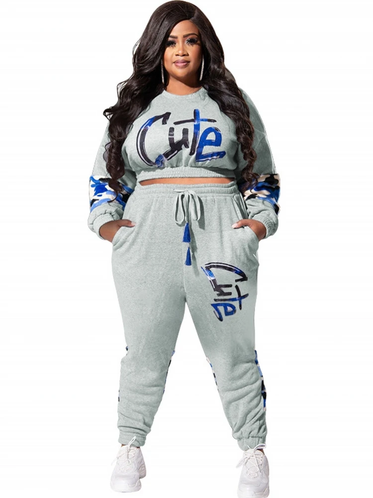 

Женский спортивный костюм из двух предметов, комплект из топа с длинным рукавом и брюк, уличная одежда с буквенным принтом, весна 2023