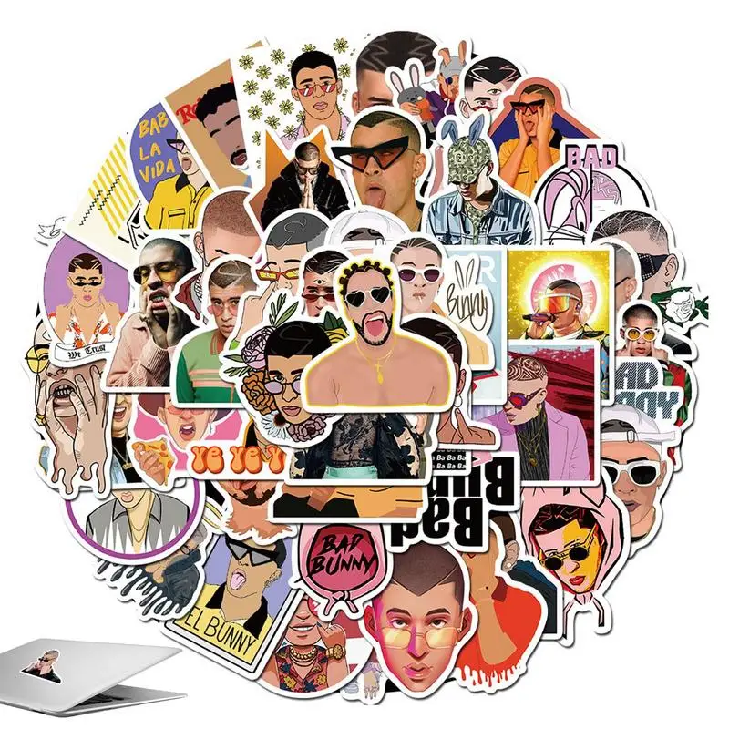 

50PCS Creative Funny Car Phone Computer Stickers Decal Sunscreen Windshield Cool Singer Stickers Protector Decal