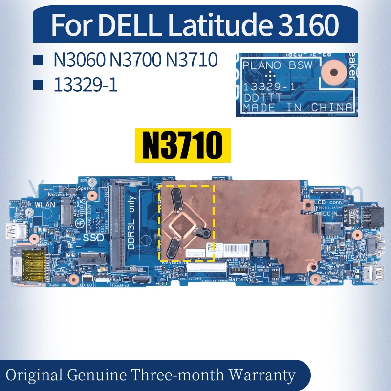 Материнская плата для ноутбука DELL Latitude 3160 13329-1 0KD63D 029N01 094MHD N3060 N3700 N3710