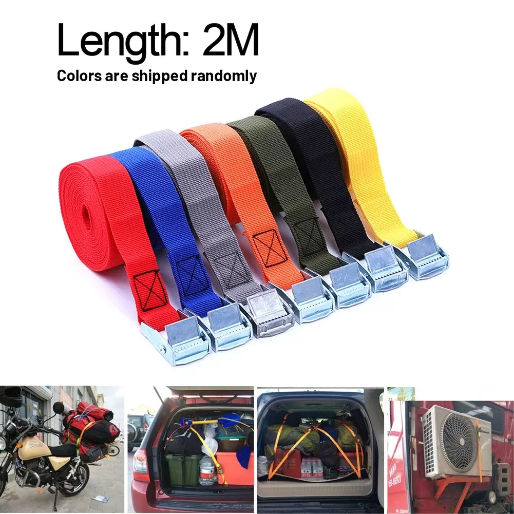 

2M Buckle Tie-Down Belt Cargo Straps For Car Motorcycle Bike Belt Trailer Management, Bungees High-density Weaving Durable
