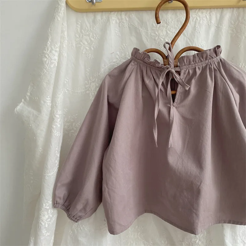 

EnkeliBB, Весенняя фиолетовая блузка для маленьких девочек, милая свободная стильная одежда для маленьких девочек из хлопка, Модные Качественн...