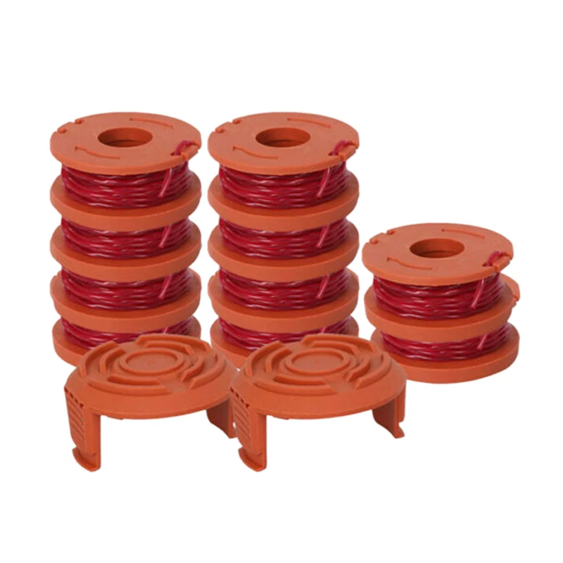 

New 12 Pack Replacement Spool String Trimmer Line 10 Pack Spool And 2 Cap Lawn Mower Accessories For WORX