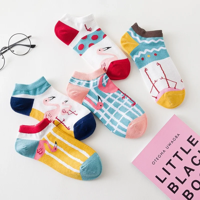 

Animal Boat Socks Woman Kawaii Women Sock Cotton Cartoon Sox Striped White Thin Sock Lady Summer Classic Lady Calcetines Hombre