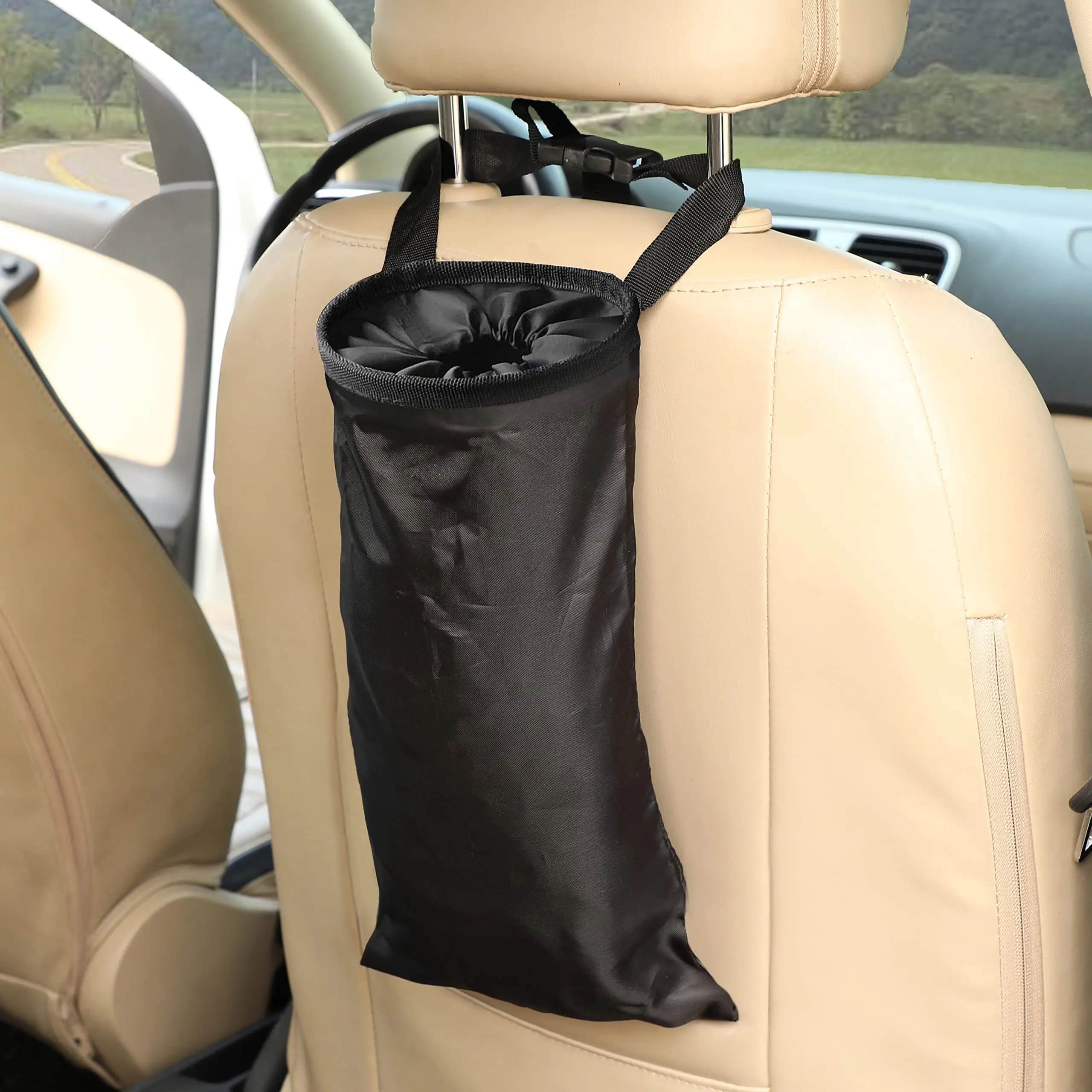 

Car Trash Can (4 Pack) Trash Bag Hanging with Elastic Opening & Easy Mount | Auto Garbage Can with Waterproof Oxford Material