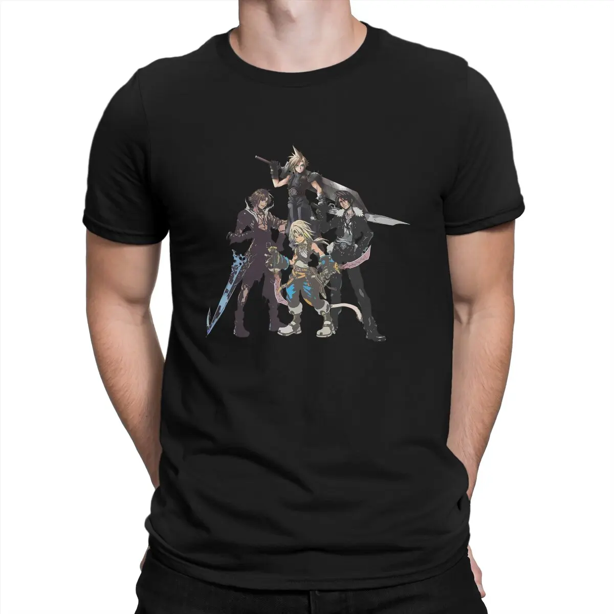 

Characters Men's T Shirts Final Fantasy Game Funny Tee Shirt Short Sleeve Crewneck T-Shirt Cotton Birthday Gift Clothes