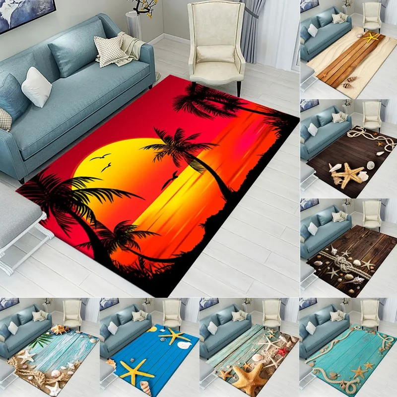 

Beach Pattern Rugs for Living Room Kitchen Rug Carpet Bedroom Hallway Carpets Corridor Area Rug Door Prayer Mat Retro Carpet