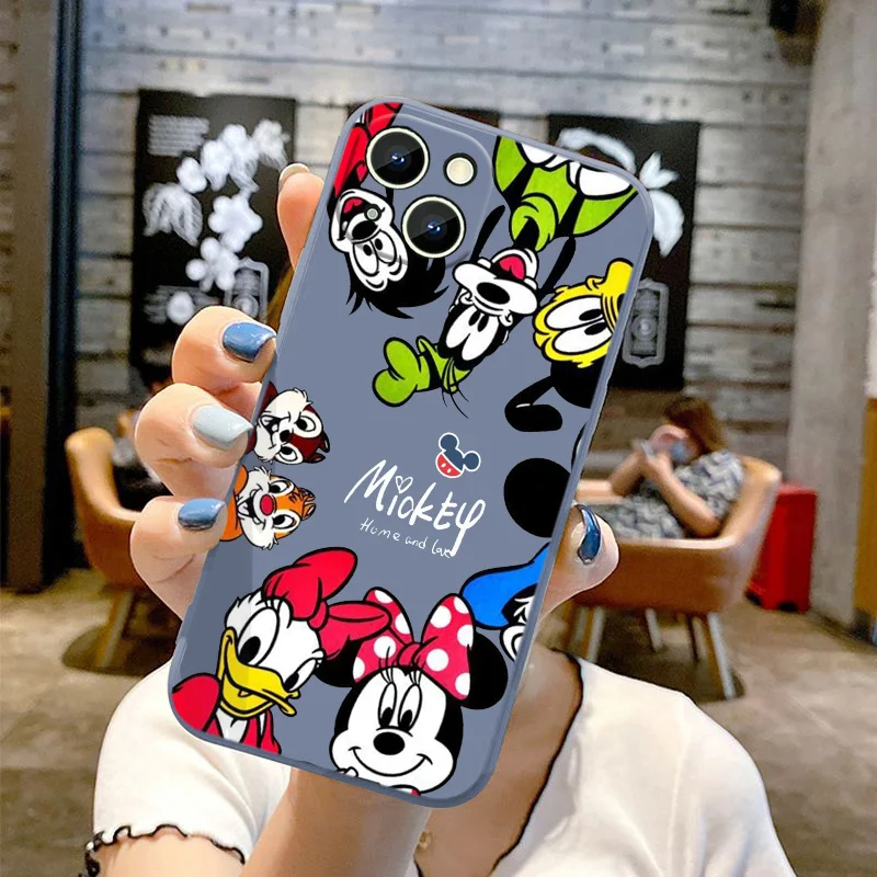 

Disney Minnie Cute Phone Case For Apple iPhone 14 13 12 mini 11 Pro Max 8 7 Plus XR XS X Liquid Rope Funda Cover