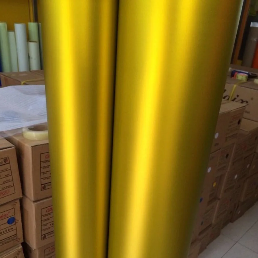 Золотая хромированная матовая пленка Премиум-Качества, металлическая хромированная Золотая наклейка с пузырьками воздуха 10/20/30/40/50/60 см x 152 см/лот