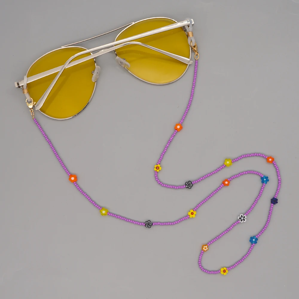 Go2Boho 2022 летняя многоцветная Маргаритка Цветок Солнцезащитные очки цепочка