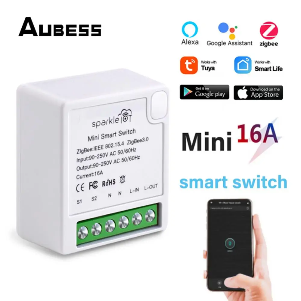

16A Zigbee 3.0 DIY Mini Switch For Tuya Smart Life Wireless Control Relay Automation Voice Control Work With Alexa Google Home