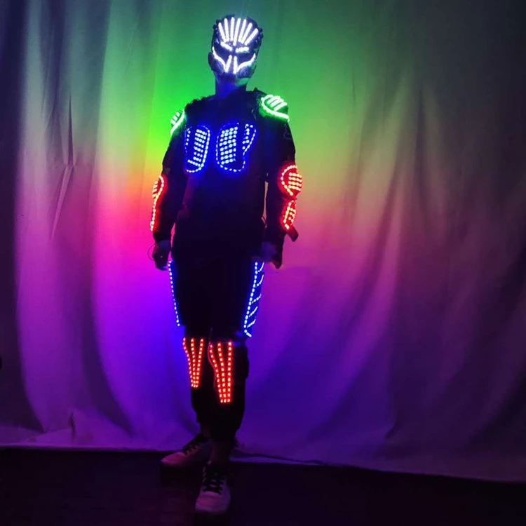Броня будущего космического воина светодиодный светящийся костюм с маской