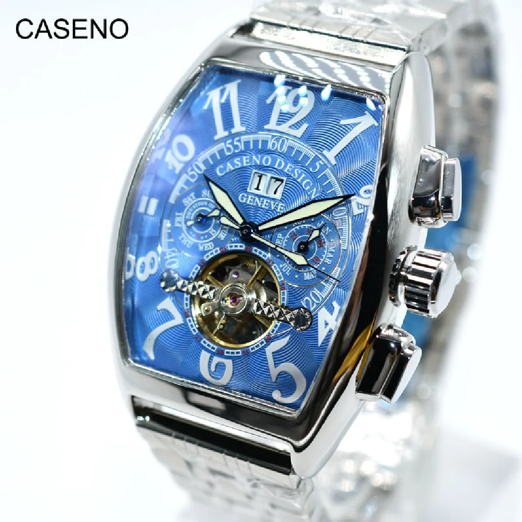 

Tourbillon Skeleton Automatic Mechanical Mens Watches Top Brand Luxury Military Sport Watch Stainless Steel Male Clocks CASENO