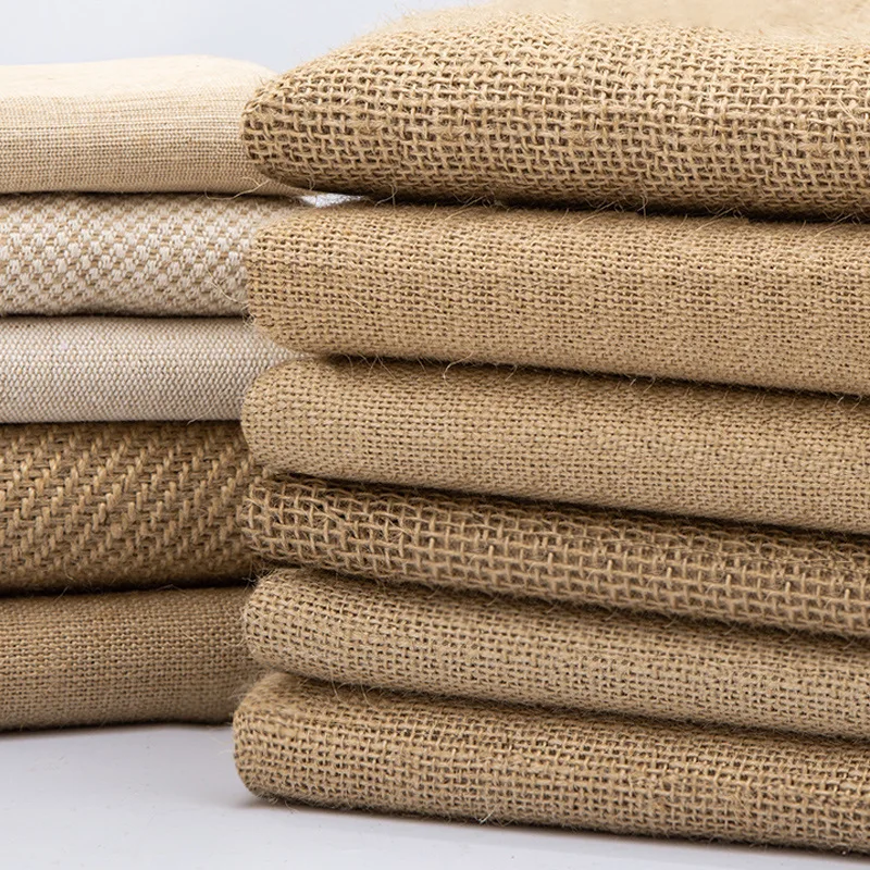 Meetee 50/100X160cm Natural Burlap Cloth Mesh Linen Textile Fabric for Bag Placemats Tablecloth Background Decor DIY Accessories
