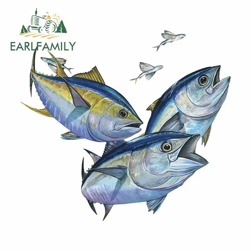 

EARLFAMILY 43 см x 39,4 см наклейка на боковые стороны автомобиля Bluefin желтоплавник тунца рыбы автомобильная пленка наклейка для трейлера автомобильные аксессуары