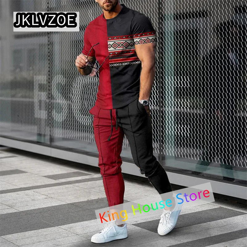 Men's Tracksuits 2 Piece Set 3d Print Long Sleeve Tshirt Trouser Set Sport Casual Male Oversized Men Clothing Track Suit Set