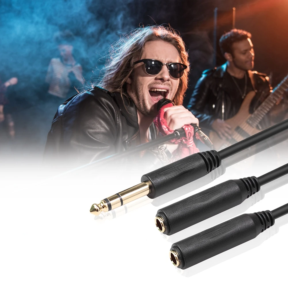 

Nku 3.5mm 1/8 Splitter Cable 6.35mm 1/4 to Dual 6.35mm Jack Adapter Y Splitter Insert Cable Stereo AUX Audio Cord for PC Speaker