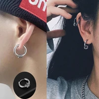 1 pcs anti allergic punk stainless round stud earring street pop hip hop ring small circle steel earrings for women men jewelry
