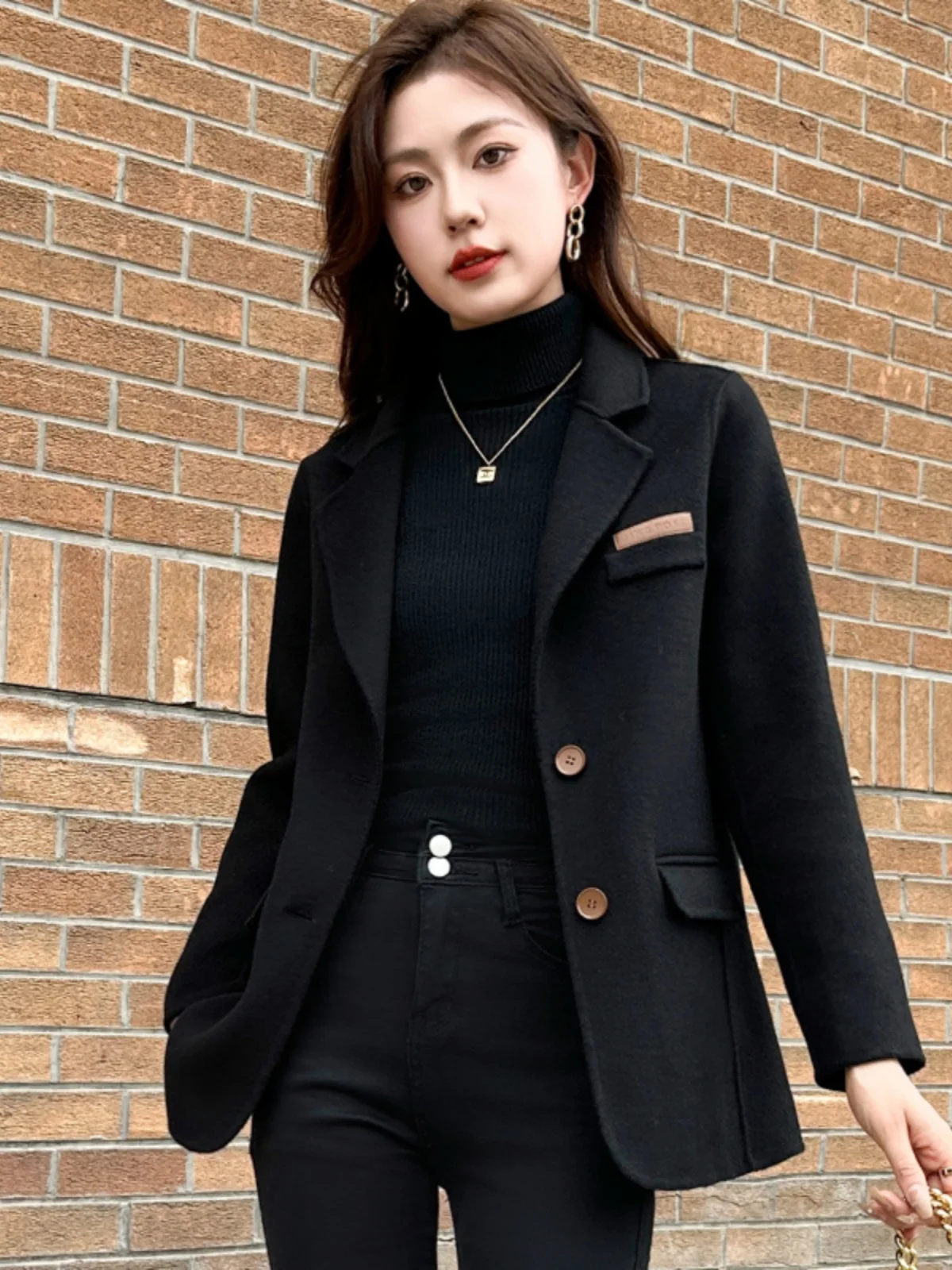 Костюм High Sense двустороннее кашемировое пальто женское осенне-зимнее 2024 новая