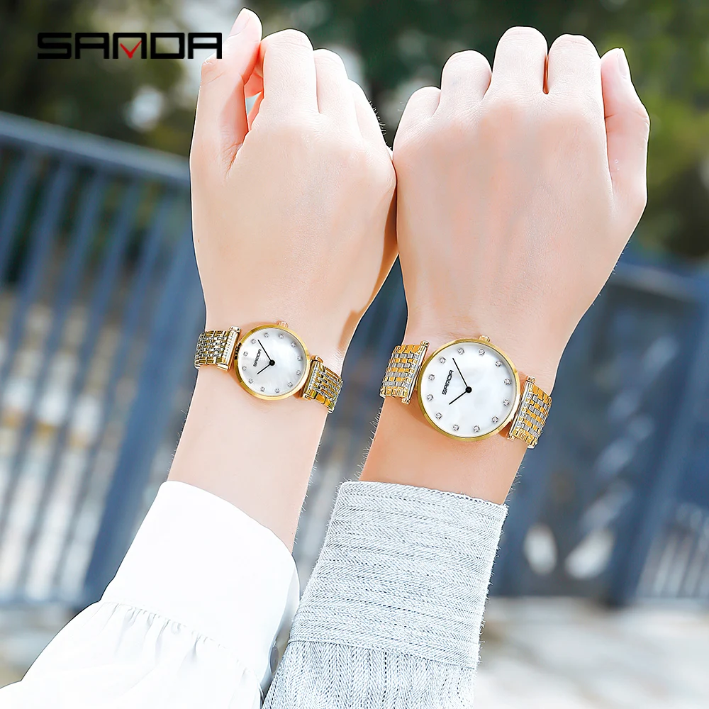 SANDA Couples' Watch Original Luxury Thin Men and Women'S Watches Fashionable Quartz Bracelets Clock Gift Female Wristwatch