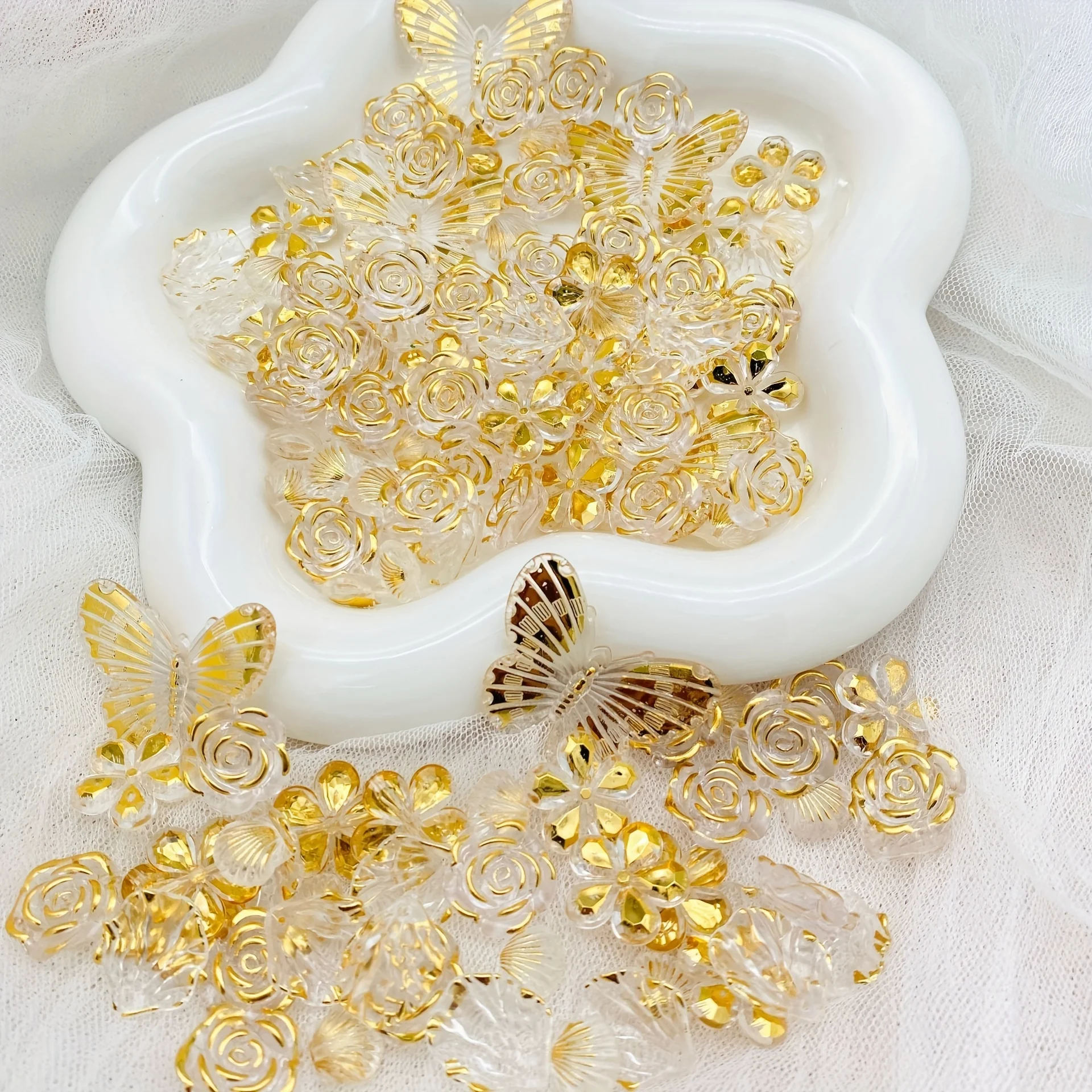 Прозрачные жемчужины 30 г/упаковка акриловые розы цветы листья плоские затычки с