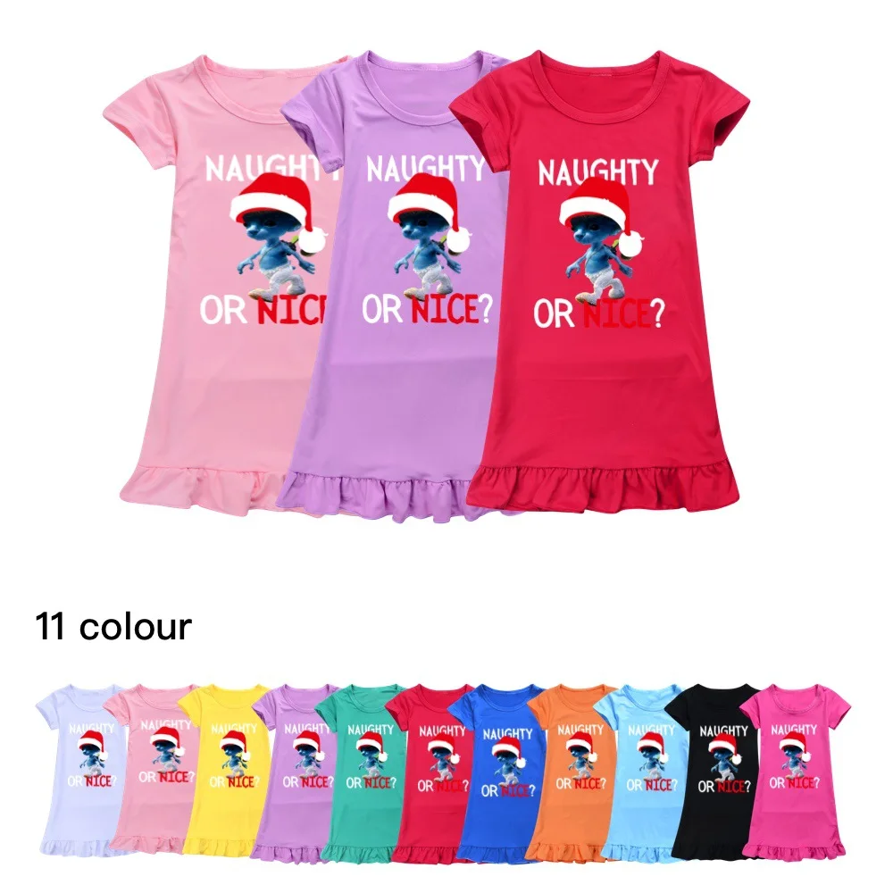 

Шайлушай Smurf Cats Sleepwear Kids Shailushai Cat Nightdress Girls Pajamas Dresses Children Cartoon Summer Nightgown Homewear