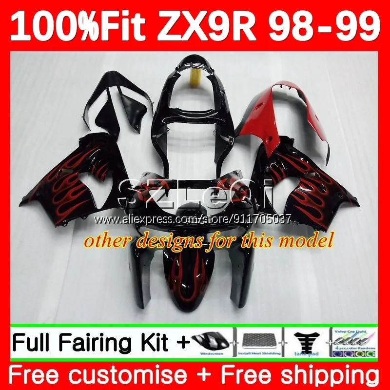 Черный Западный корпус OEM для KAWASAKI NINJA ZX9 ZX 9R 9 R 900 CC 900CC ZX900 ZX9R 98 99 ZX-9R 1998 1999 инъекция