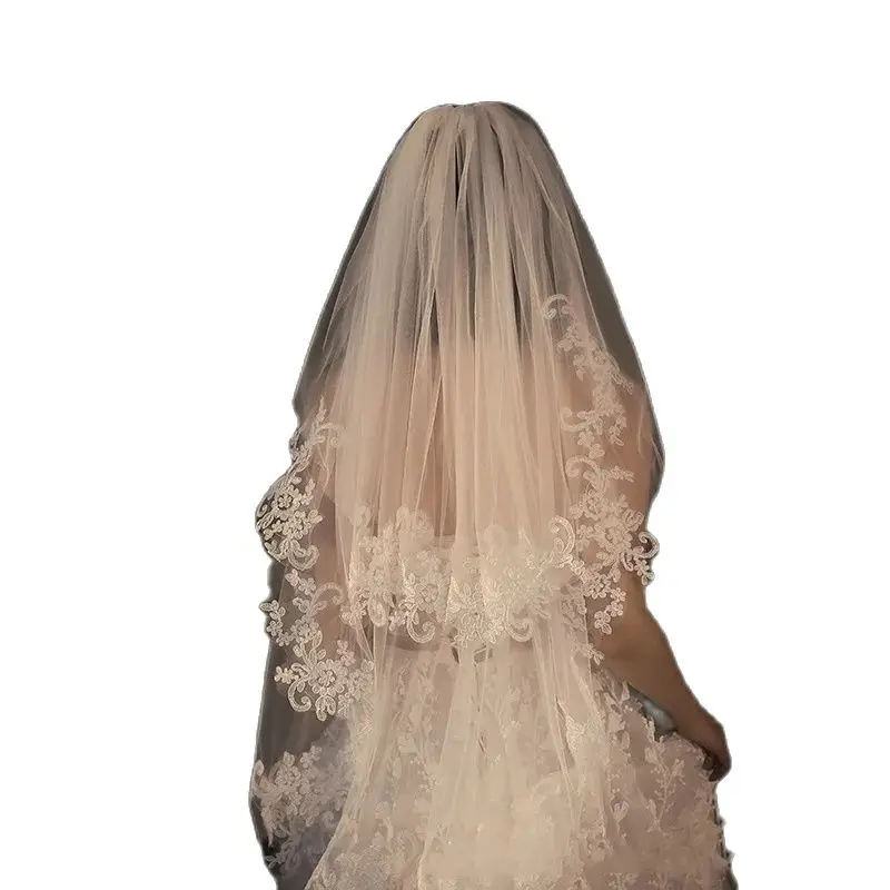 

Two Layers Lace Edge Bridal Veil With Comb Short White Ivory Wedding Veil Tulle Bridal Veil Wedding Accessories Voile Mariage