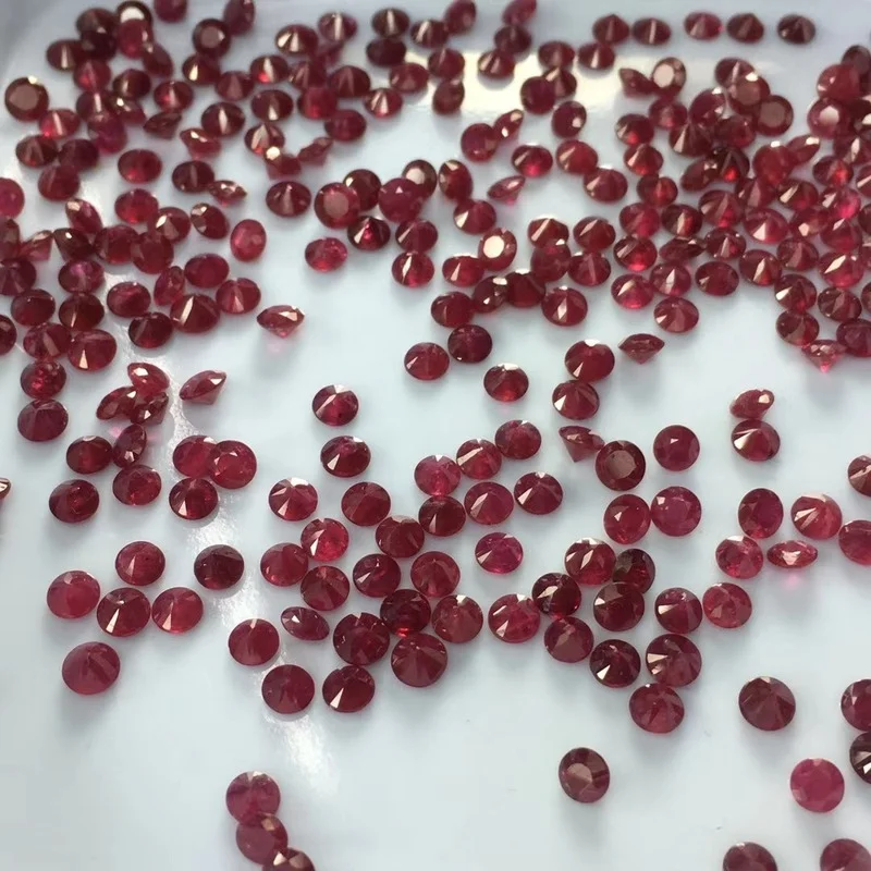 

1bead Natural Pigeon Blood Ruby Round Naked Stone Ring Face Net Body Necklace Pendant Ring Inlay