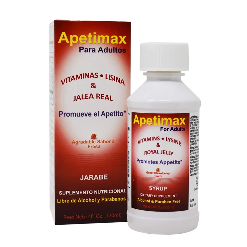

Apetimax vitamin lysine promotes healthy appetite and weight gain syrup for adults 4 OZ