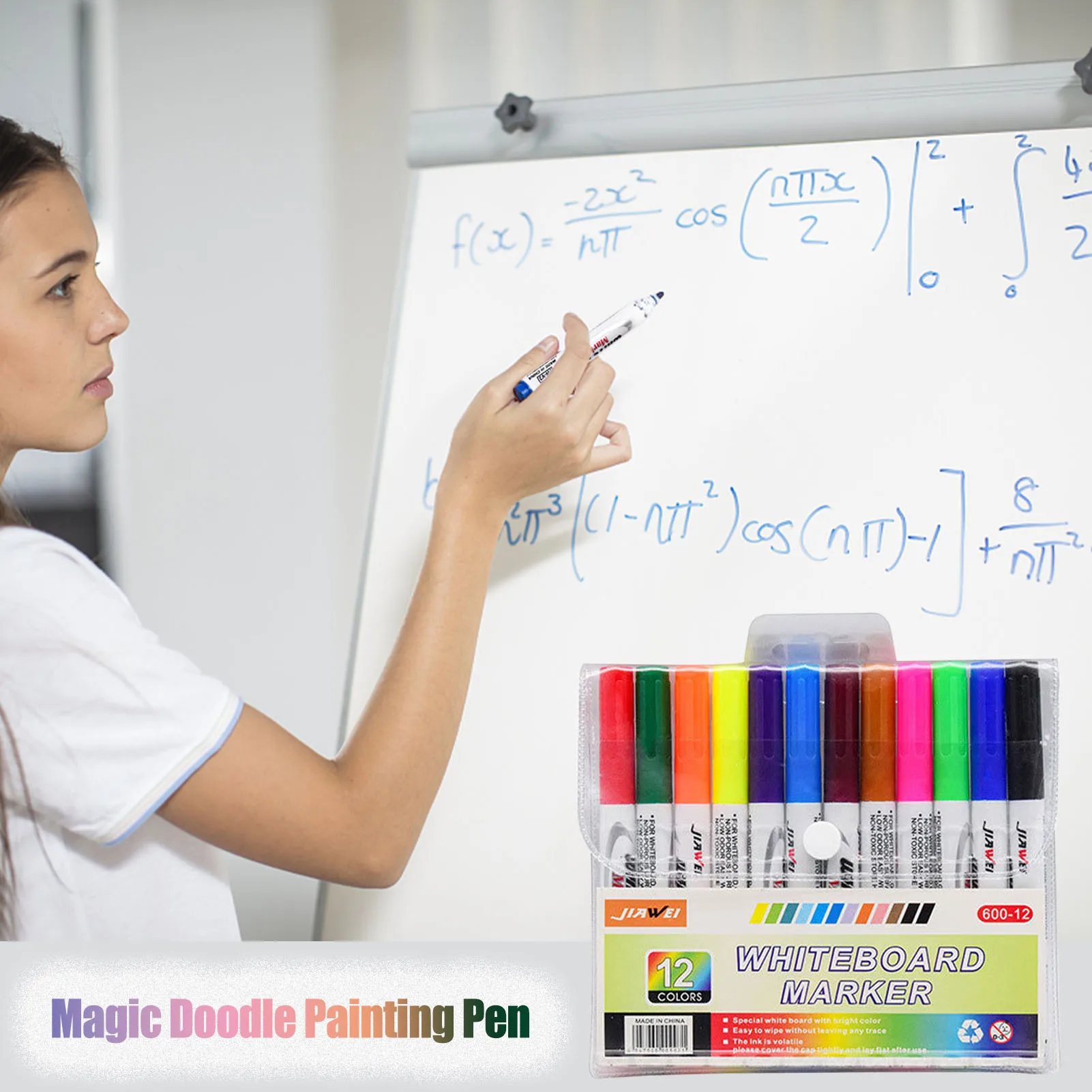

8/12 Colors Magical Water Painting Whiteboard Pen with Spoon Erasable Color Marker Pen Water-Based Dry Erase Blackboard Pen