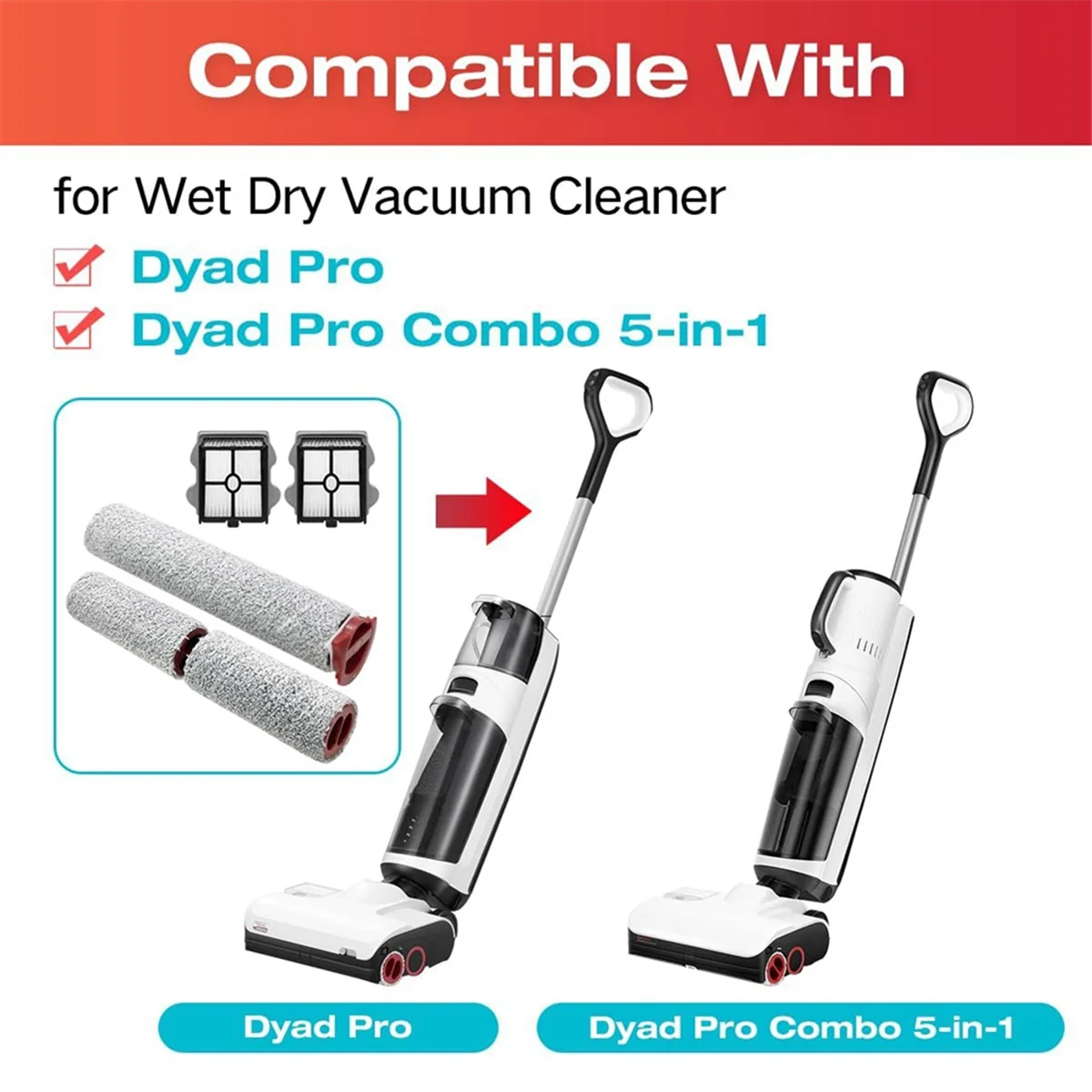 Brush Roller and Vacuum Cleaner Filter for Roborock Dyad Pro Wet Dry Spare Parts